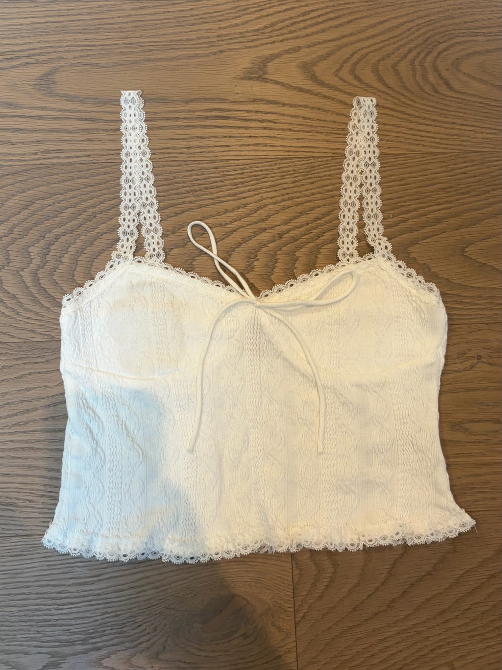 Edikted White Lacey Knit Tank Top
